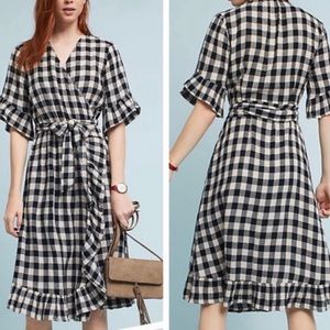 Anthropologie Gingham Wrap Maxi Dress